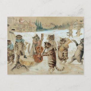 Katzen singen Weihnachtslieder auf einer Postkarte