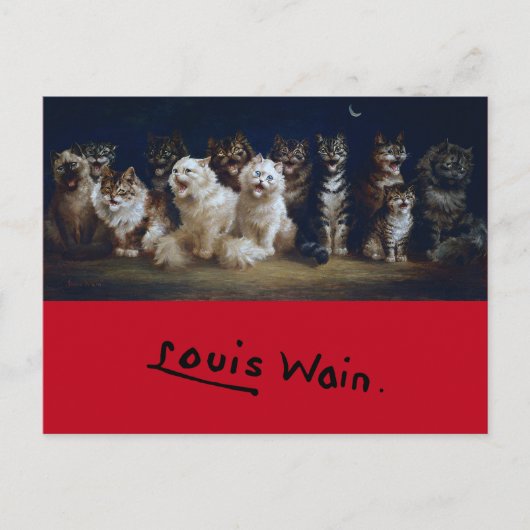 Katzen Singen Weihnachtslieder, Louis Wain Postkarte (Vorderseite)