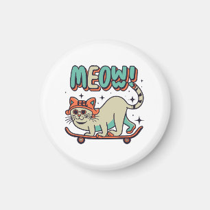 Katzen Skating Meow Magnet