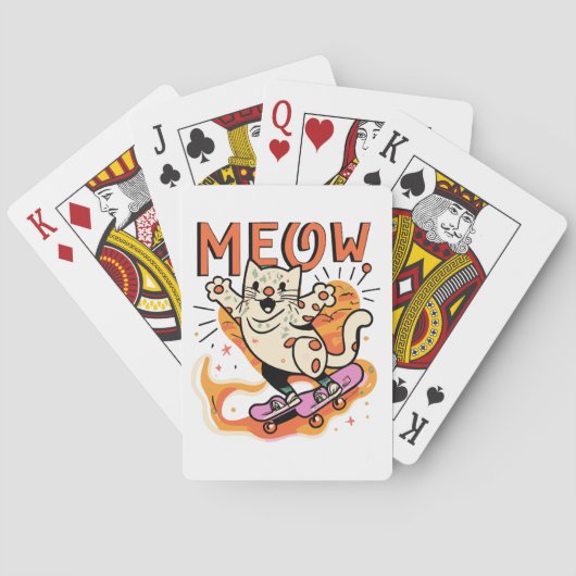 Katzen Skating Meow Spielkarten (Rückseite)