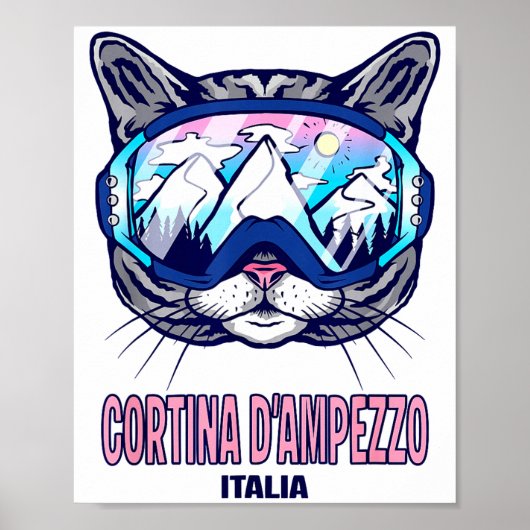 Katzen-Skibrille Bergpanorama Cortina Poster (Vorne)