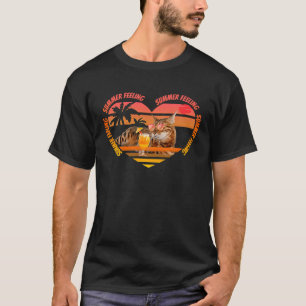 Katzen Sommer Motiv Bengalkatze Vintage Retro T-Shirt