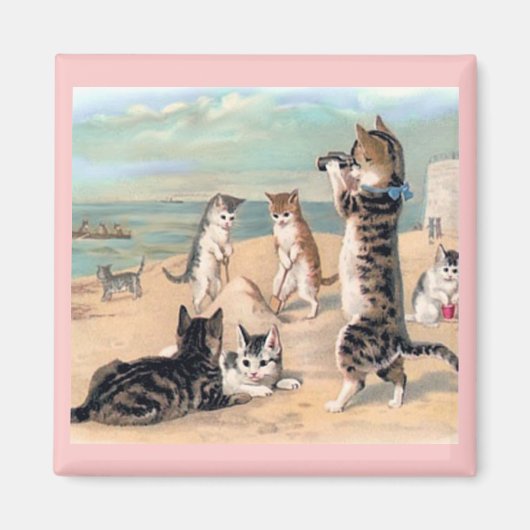 Katzen-Spaß am Strand Magnet (Vorne)
