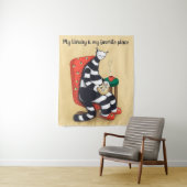 Katzen-Spaß-Bibliothek lesen Wandteppich (Beispiel)