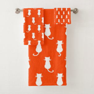 Katzen-Spaß für immer - Whimsical Cats Orange Badhandtuch Set