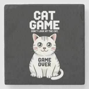 Katzen Spiel Schau Dir Nicht Die Katze An Über Lus Steinuntersetzer