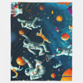 Katzen spielen Basketball im Weltraum mit Astronau Fleecedecke (Vorderseite)