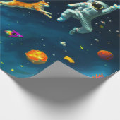 Katzen spielen Basketball im Weltraum mit Astronau Geschenkpapier (Ecke)