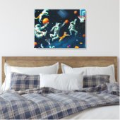 Katzen spielen Basketball im Weltraum mit Astronau Leinwanddruck (Insitu (Schlafzimmer))