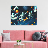 Katzen spielen Basketball im Weltraum mit Astronau Leinwanddruck (Insitu (Wohnzimmer))