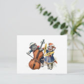 Katzen spielen Cello und Cymbals im Schnee Postkarte (Stehend Vorderseite)
