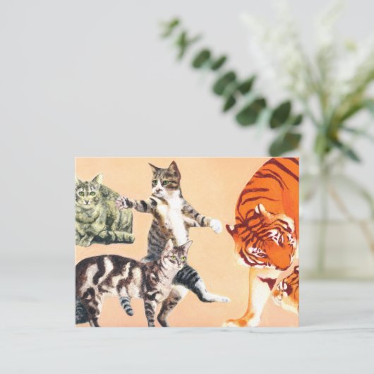 Katzen spielen feiertagspostkarte (Stehend Vorderseite)