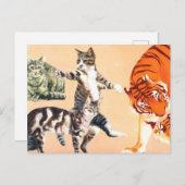Katzen spielen feiertagspostkarte (Vorne/Hinten)