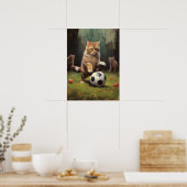 Katzen spielen Fußball Poster (Küche)