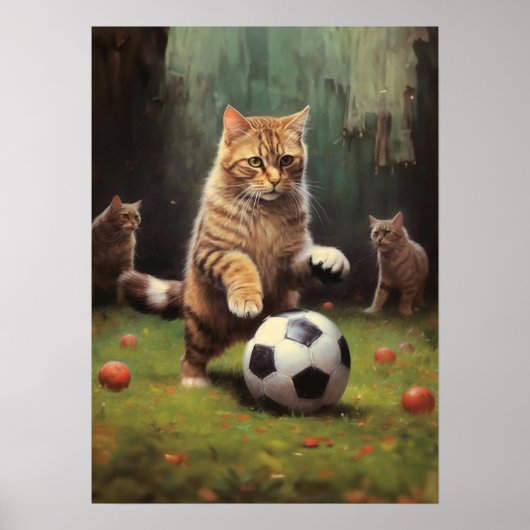 Katzen spielen Fußball Poster (Vorne)
