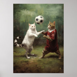 Katzen spielen Fußball Poster