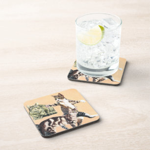 Katzen spielen getränkeuntersetzer