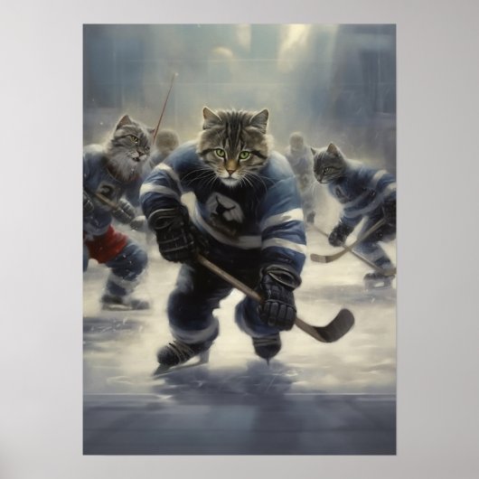Katzen spielen Hockey Poster (Vorne)