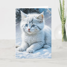 Katzen spielen im Schnee Personalisiert Geburtstag Karte