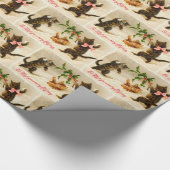 Katzen spielen im Schnee Vintage Weihnachten Geschenkpapier (Ecke)