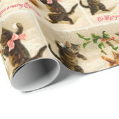 Katzen spielen im Schnee Vintage Weihnachten Geschenkpapier (Rolleneckpunkt)