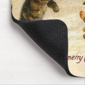 Katzen spielen im Schnee Vintage Weihnachten Mousepad (Ecke)