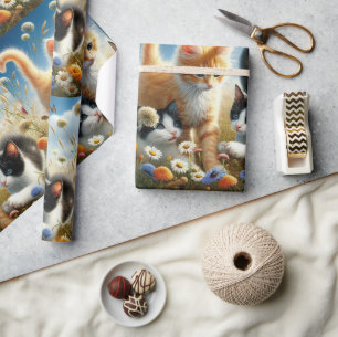 Katzen Spielen in Blume Cat Lover Geschenkpapier