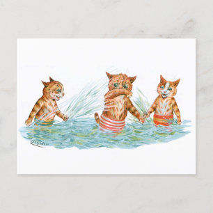 Katzen spielen in Water Louis Wain Postkarte