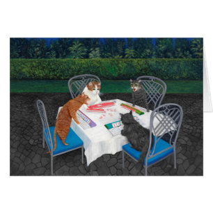 Katzen spielen Mahjong