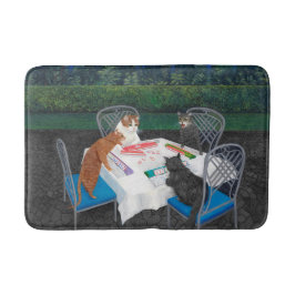 Katzen spielen Mahjong Badematte