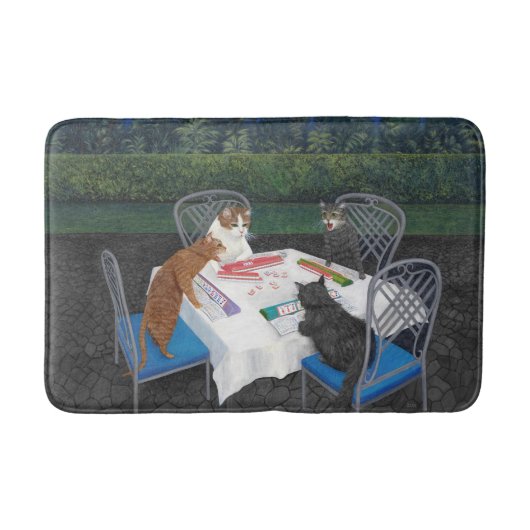 Katzen spielen Mahjong Badematte (Vorderseite)