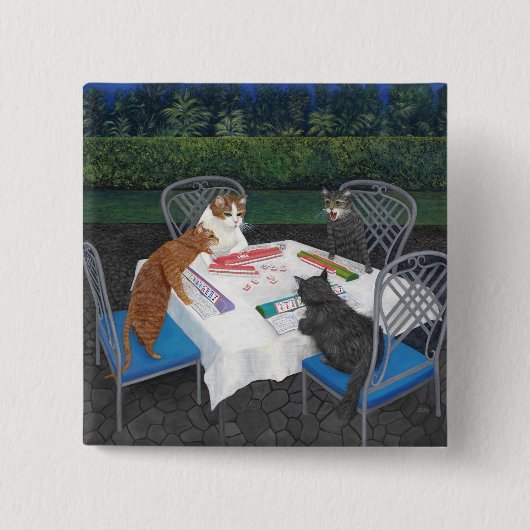 Katzen spielen Mahjong Button (Vorderseite)