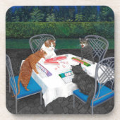 Katzen spielen Mahjong Getränkeuntersetzer (Vorderseite)