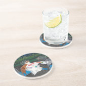 Katzen spielen Mahjong Getränkeuntersetzer (Seite)