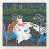 Katzen spielen Mahjong Glasuntersetzer (Vorderseite)