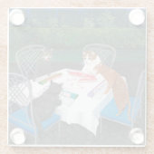 Katzen spielen Mahjong Glasuntersetzer (Rückseite)