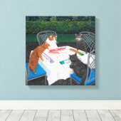 Katzen spielen Mahjong Leinwanddruck (Insitu (Holzboden))