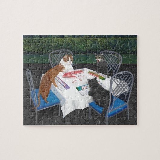 Katzen spielen Mahjong. Meowjongg Puzzle (Horizontal)