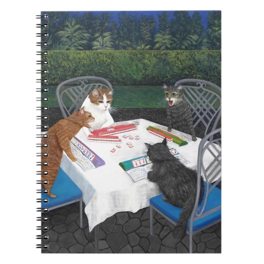 Katzen spielen Mahjong Notizblock (Vorderseite)