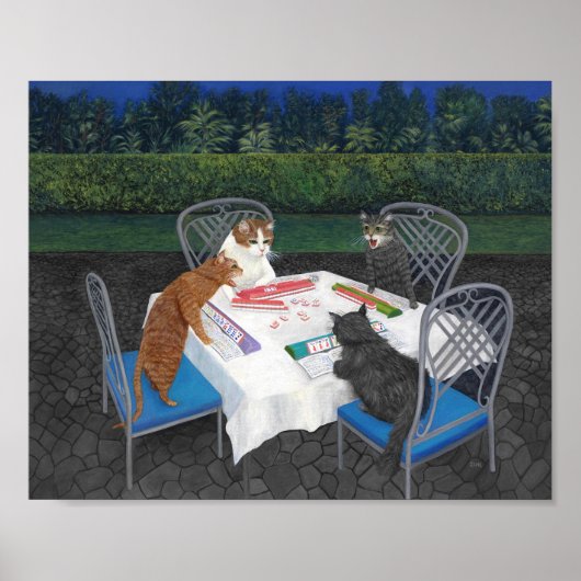 Katzen spielen Mahjong Poster (Vorne)