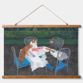 Katzen spielen Mahjong Wandteppich Mit Holzrahmen (Vorne)
