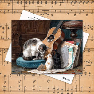 Katzen spielen mit Gitarre Henriëtte Ronner Knip Postkarte
