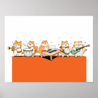 Katzen spielen Musik Poster