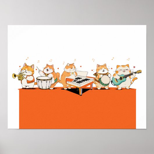 Katzen spielen Musik Poster (Vorne)