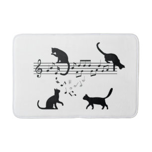 Katzen spielen Musiknoten Badematte