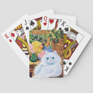 Katzen-Spielkarten Louis Wain, weiße Katze im Spielkarten
