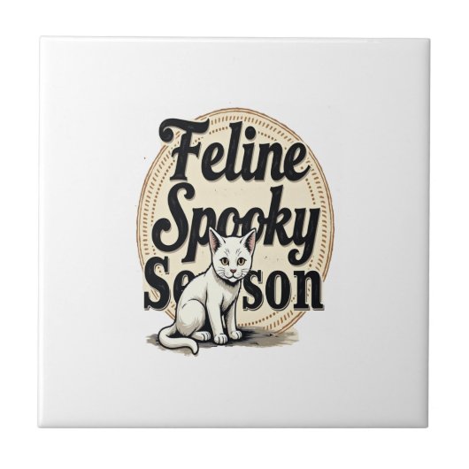 Katzen-Spooky-Season-Katze Fliese (Vorderseite)