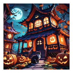 Katzen Spuk Fun House Fotodruck