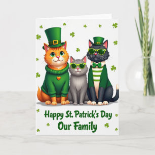 Katzen St. Patricks Tag Familienkarte Karte