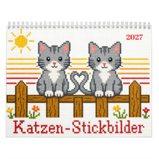 Katzen Stickbilder Kalender 2027
